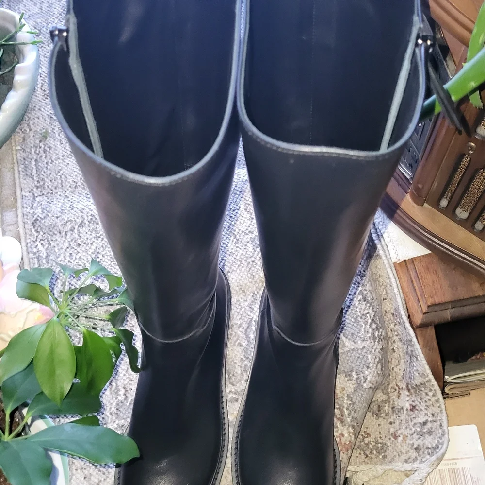 Quince Italian Leather Riding Boots Black Shoes 9 - Picture 5 of 10